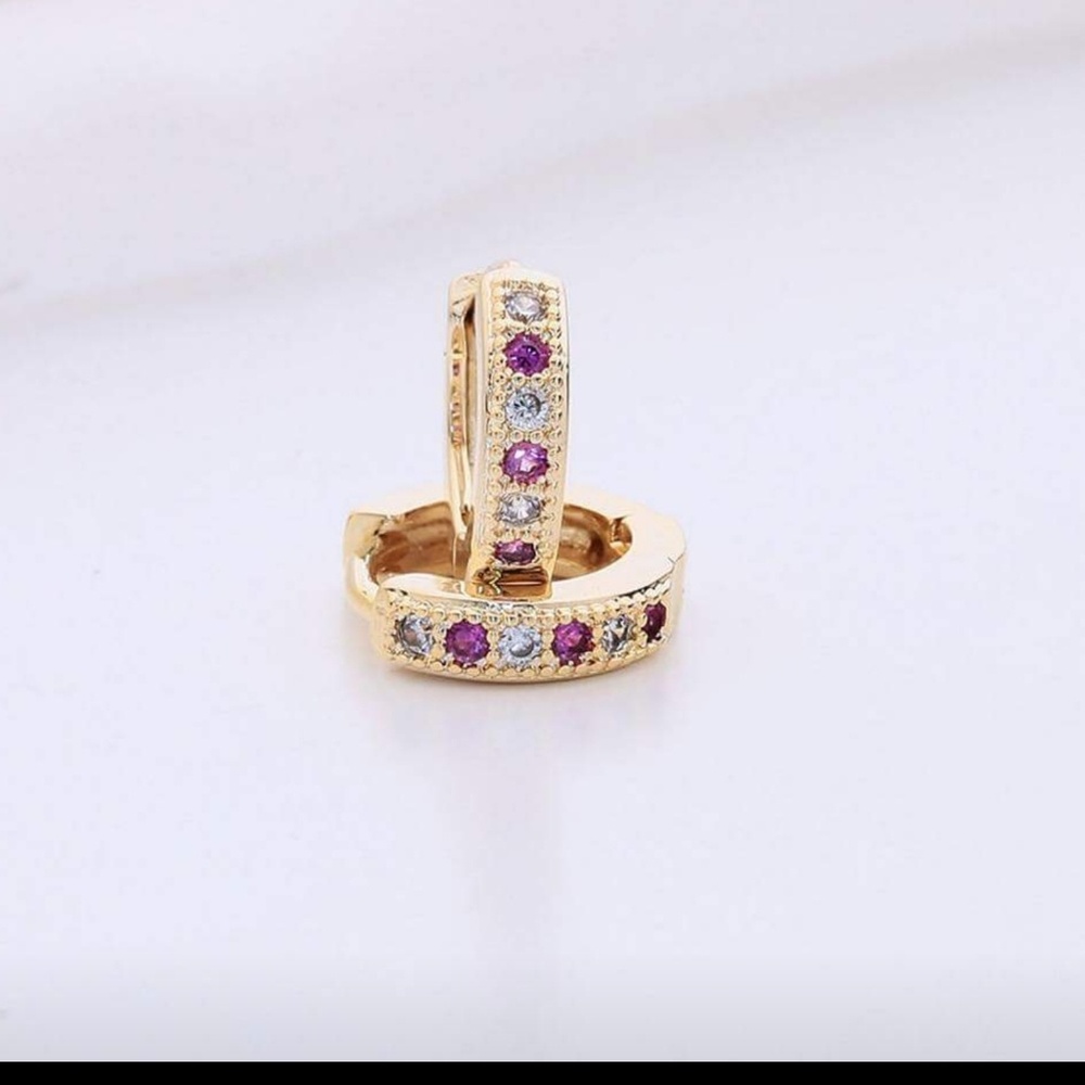 Kinitial Gold  Plated Colorful Classic Hoop Baby C